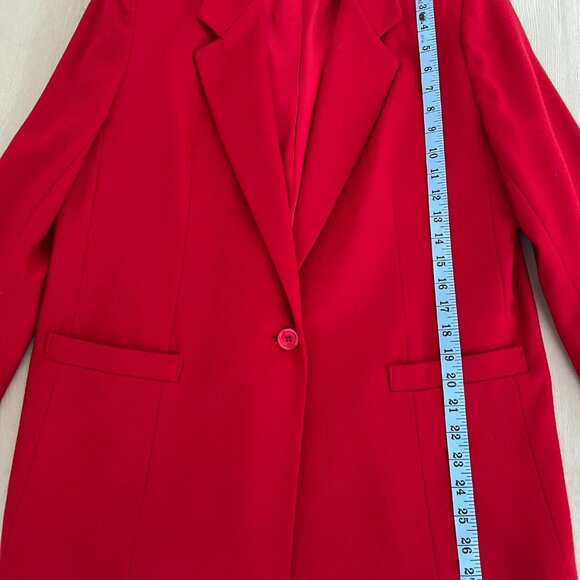 Vintage Dumas 100% Wool Women's Holiday Red Blazer Large 8-10 / Made in the USA - Picture 11 of 16
